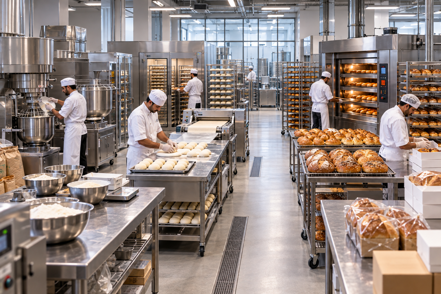 commercial bakery layout and production workflow Saudi Arabia